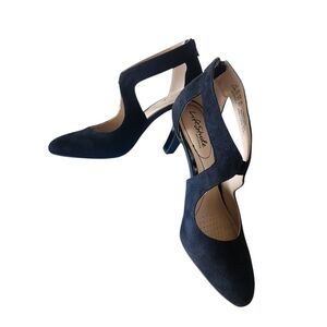 Life Stride Giovanna Women's Black Suede Heels Zip Back 8.5 M NEW Shoes